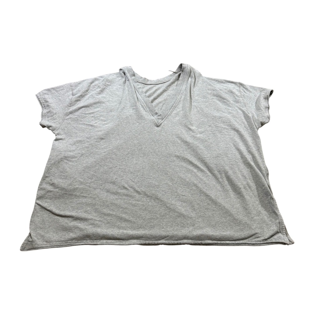 [FP Movement] Heather Gray V-Neck Overside Short Sleeve Tee